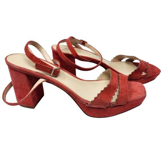 Pelle Moda Ansel Red Ankle Strap Suede Heels, Women's 10 - Picture 4 of 10
